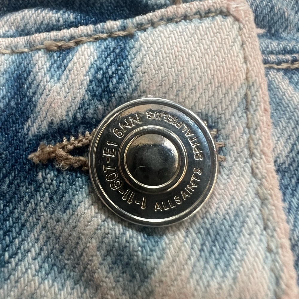 AllSaints Floral Embellished Denim Jean Jacket Monty Size 2 NWOT - Picture 7 of 10